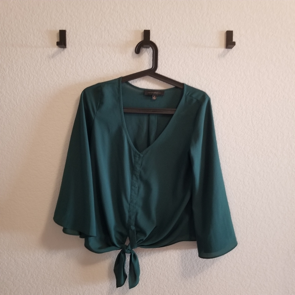 Green Bell Sleeve Blouse